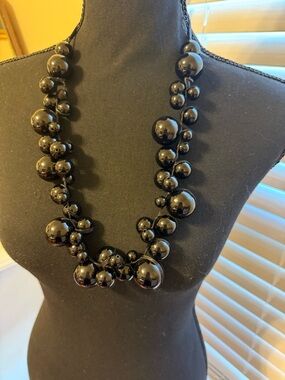 Black Beaded Statement Necklace - Women Jewelry